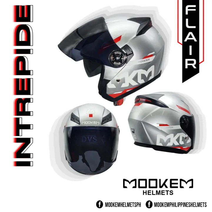 Mookem Helmet -  Flair - Intrepide - Half Face Dual Visor