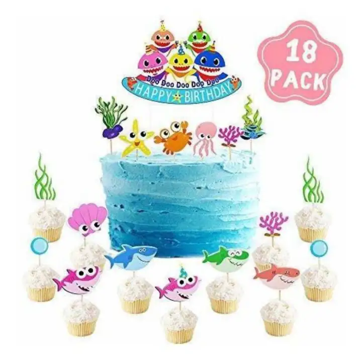 6pcs Cake Topper Set 12pcs Cupcake Topper Free Baby Shark Theme Lazada Ph