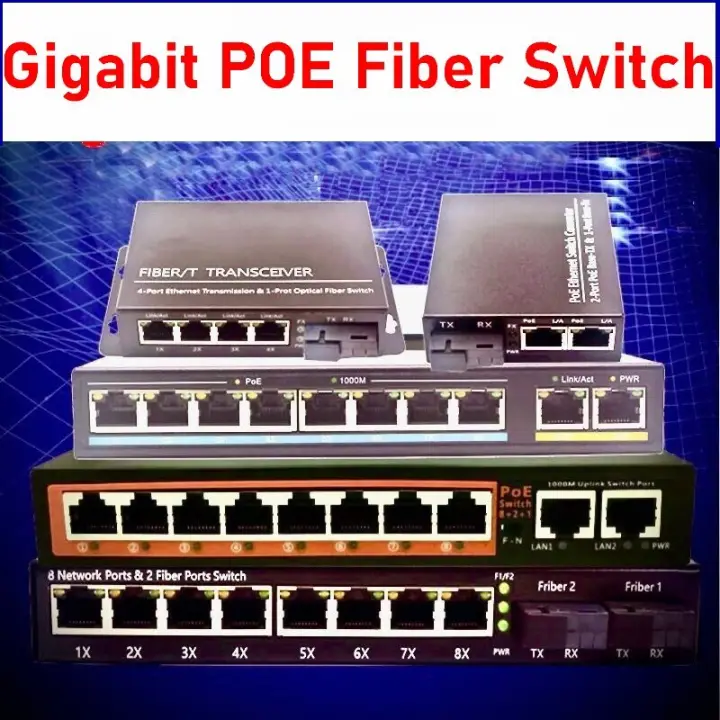 PoE Fiber Switch Uplink Fast Ethernet switch POE Ethernet Media Converter 10/100/1000M fiber optical POE switch