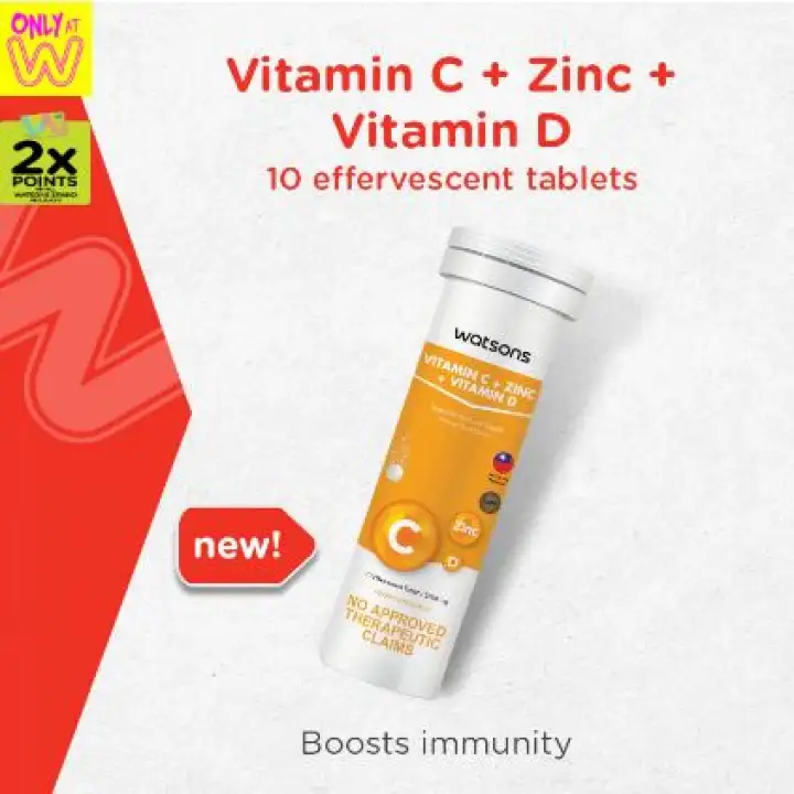 Watsons Vitamin C Zinc Vitamin D 2500mg Per Effervescent Tablet Lazada Ph