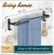 High-end Premium Aluminum Alloy Large Towel Rack Space-Saving Foldable Bath Towel Rack Towel Rack Corner Rack Bathroom Faucet Matte Black Multifunctional Bathroom Storage Rack Wall Mounted Double Towel Bar 60cm With 4 Hooks. 