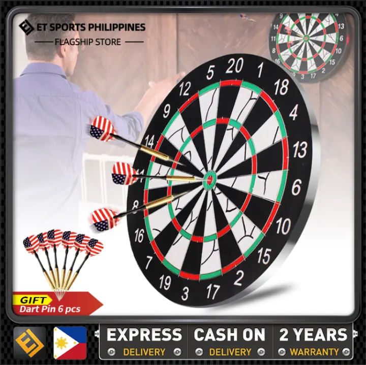 ET Sports dart board set original 18 Inch Double-Sided Flocking dart board with 6Pcs Darts For Bar Office Home Club