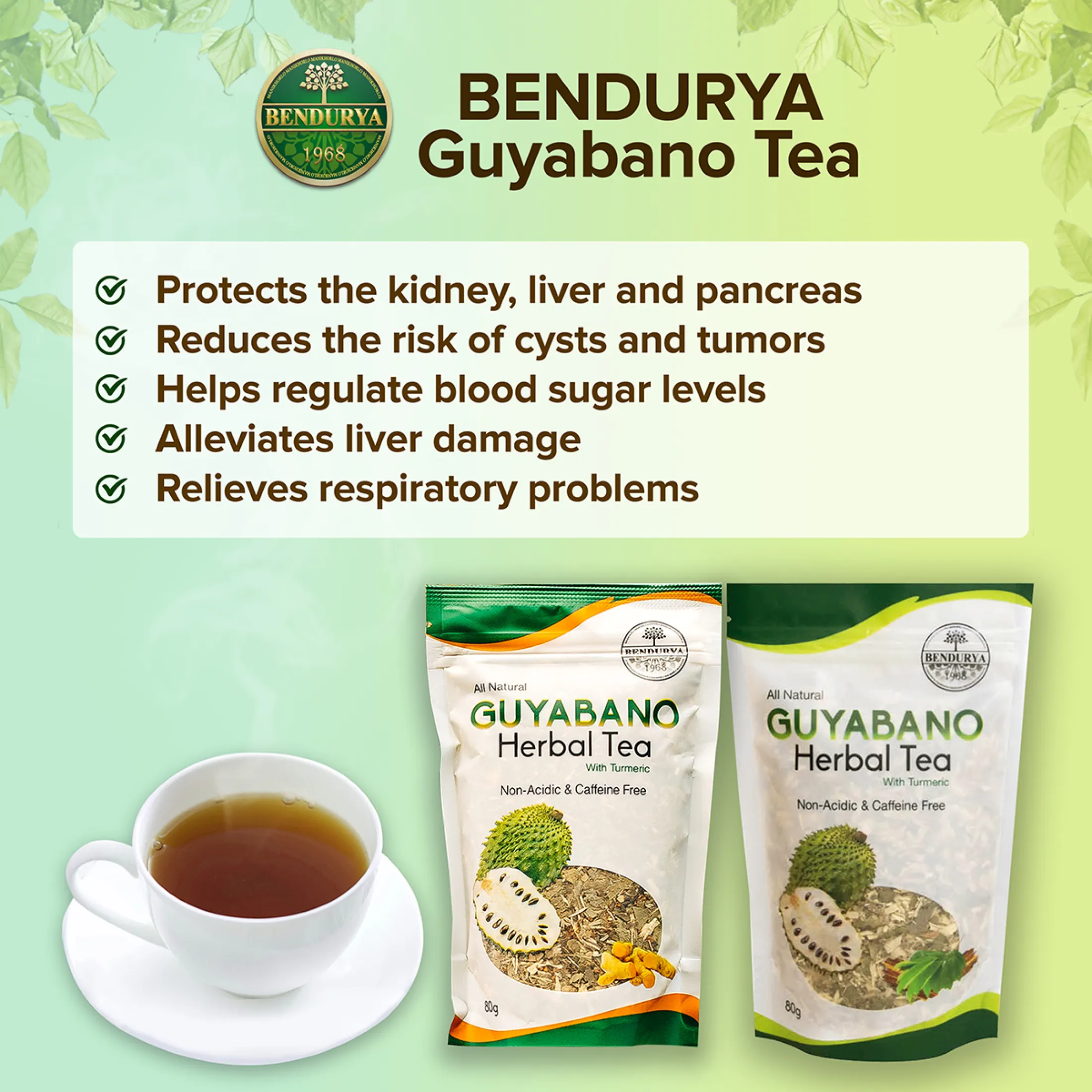 Bendurya Guyabano Herbal Tea With Turmeric 80g Lazada Ph