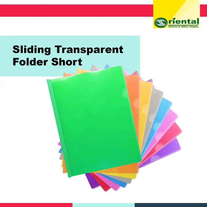 Short Transparent Sliding Folder - Plastic Slide Folder with Slider 12 pieces a pack - Sold per pack