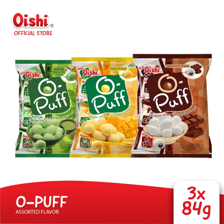 O-puff Marshmallows Assorted 3.5g x 24 (3 packs) [Chocolate, Mango, and Matcha | Rich & creamy]