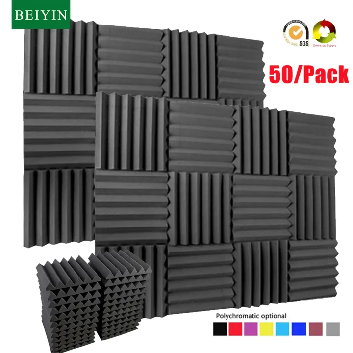 Beiyin 50 Pack Wedge Acoustic Foam Studio Sound Treatments Noise Elimination Absorbing Wall Sticker Soundproof Panel 12x12x2 Inch Lazada Ph - Soundproof Wall