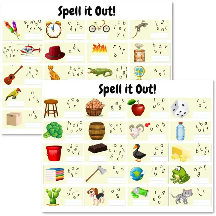 Spelling | Spell it out | Laminated Write and Wipe Mat for Kids