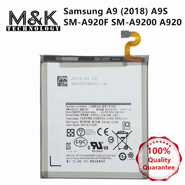 MK Battery EB-BA920ABU For Samsung Galaxy A9 (2018) A9s A9 Star Pro SM-A920F SM-A9200 A920F/DS  A920 Battery3800mAh