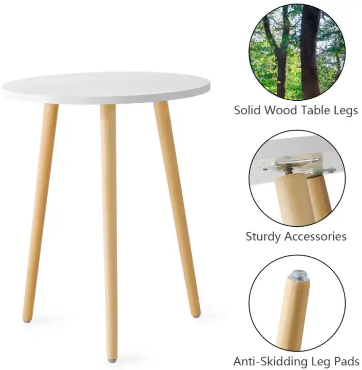 Decor Coffee Tea End Table, Small White Round Accent Table