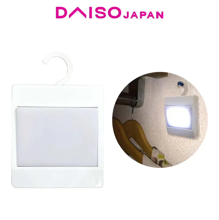 Daiso White Portable LED Light Switch with Hook