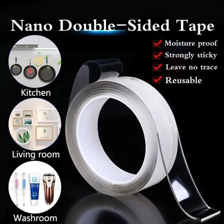 Multi Function Nano Tape Free To Remove Transparent Traceless Tape Heavy Duty Silicone Double Sided Tape Stick To Glass Metal Kitchen Cabinets Washable Reusable Adhesive Or Tile Lazada Ph