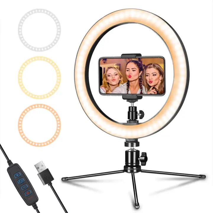 LED Ring Light 10"/ 26cm with Tripod Stand & Phone Holder for Live  Streaming & YouTube