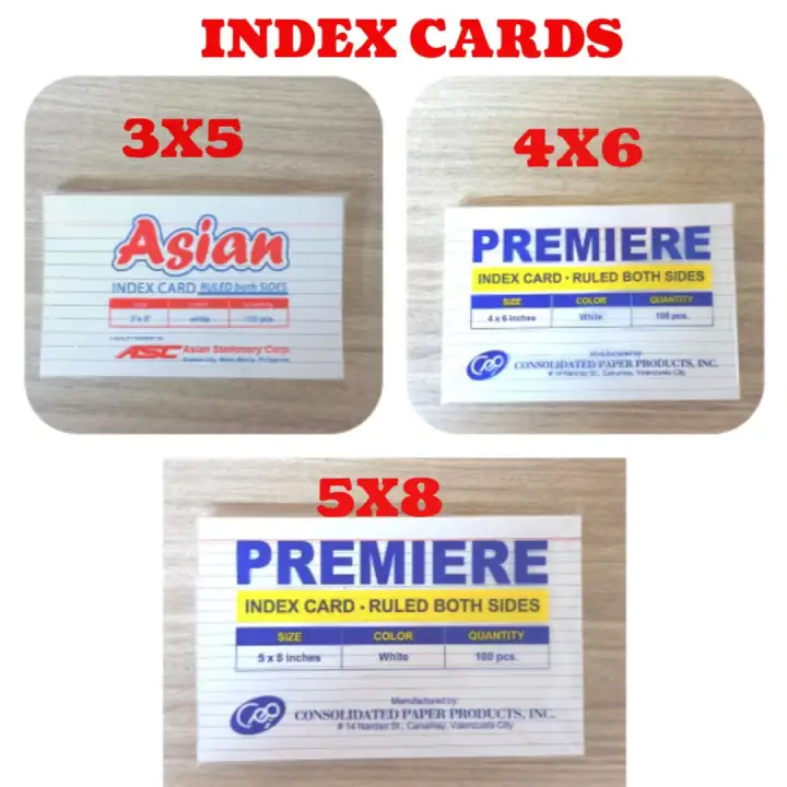 Index card 100 sheets per pack ( 3x5, 4x6, 5x8 inches)
