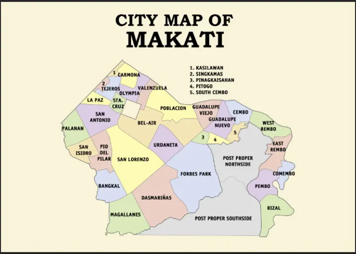 Makati City Map Waterproof A4 Laminated Chart