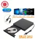 Portable-Mobile External USB 3.0 & Type-C DVD-RW 8X Ultra Thin DVD Writer (Black). 