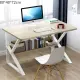 Computer study table in brown or white wooden with metal legs with shelf under. 