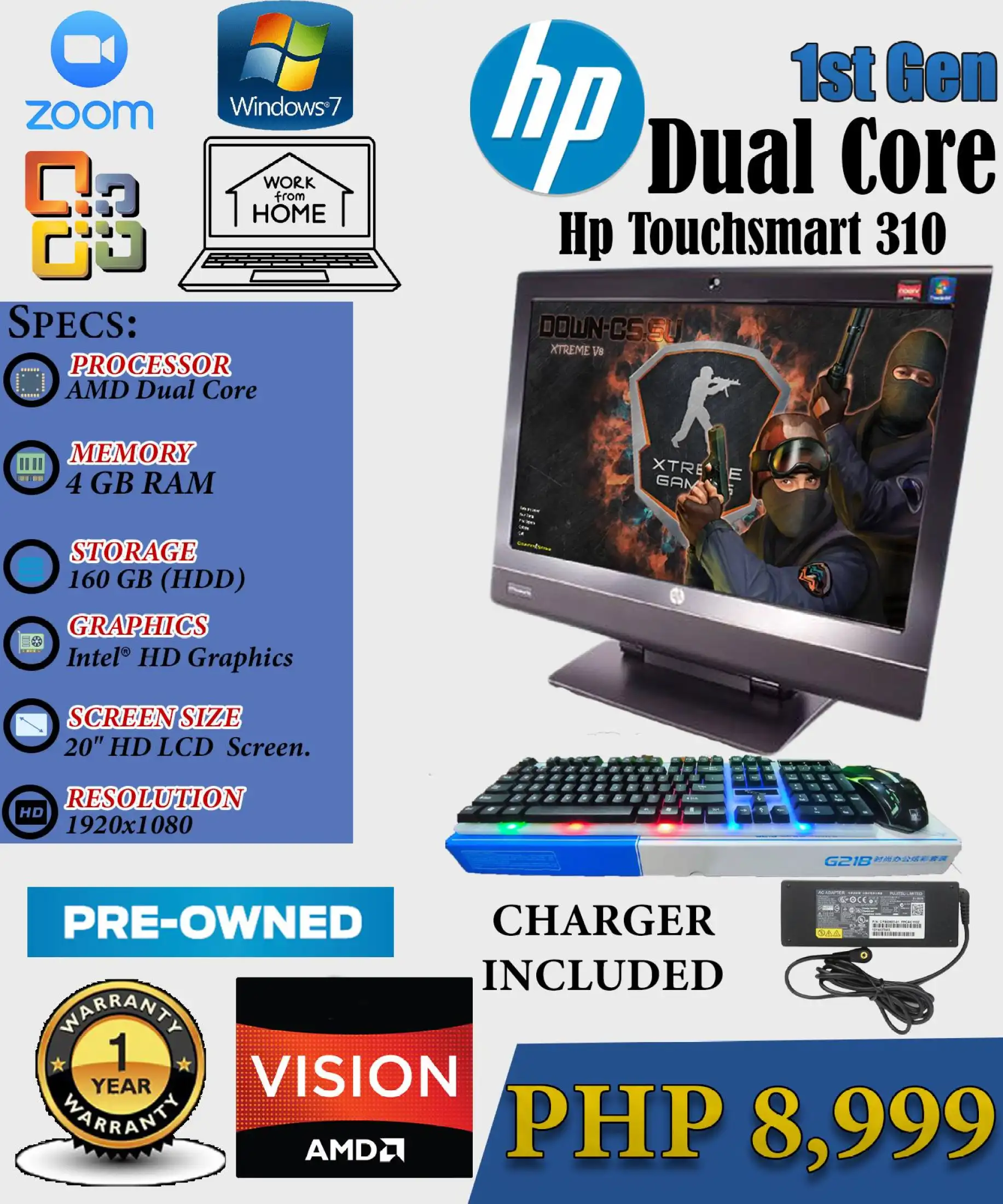 Hp Touchsmart 310 1st Gen Amd Dual Core 4gb Ram 160gb Hdd All In One Pc Lazada Ph