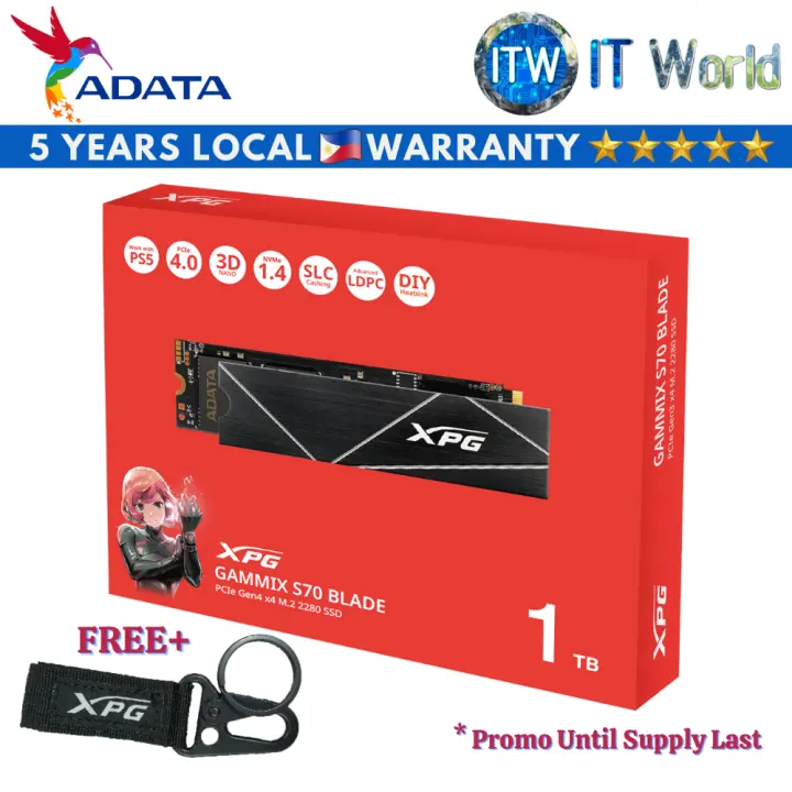 Itw | ADATA XPG Gammix S70 Blade 1TB PCIe Gen4x4 M.2 2280 Internal SSD (AGAMMIXS70B-1T-CS)