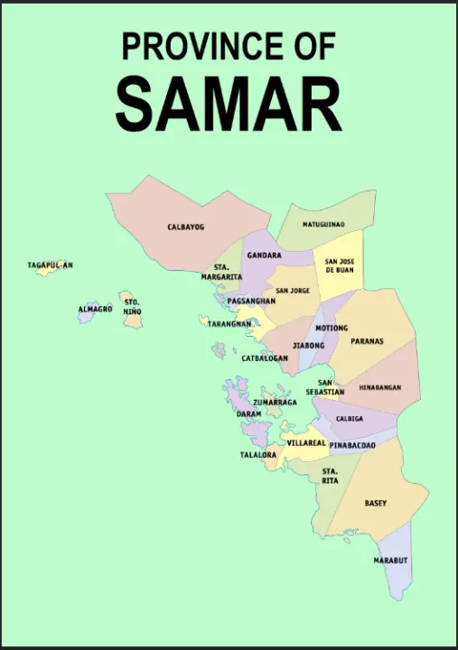 Samar Province Map Waterproof A4 Laminated Chart