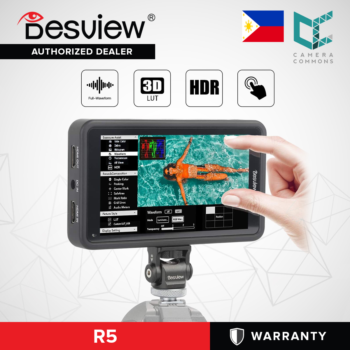 on-Camera-Touchscreen-Field-Monitor Desview R5 5.5 inch Touchscreen On-Camera Field Monitor 1920x1080 IPS with HDR/3D-Luts/Dual-use Battery System 