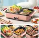Electric Mini Grill with Hot Pot, 2 In 1 Indoor Non-Stick Hot Pot and Baking Pan Tray Plate, Electric Hot Pot Cooker with Lid for Dorm Room Student. 