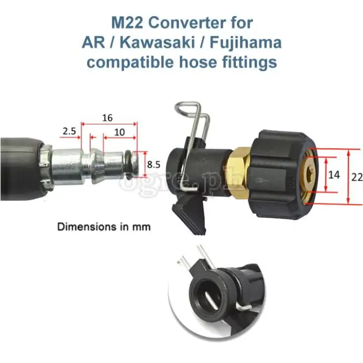M22 x 14mm Female to AR/Kawasaki-compatible Hose Quick Connector