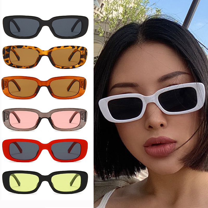 New Lady Square Frame Sunglasses Sexy Colorful Unisex Vintage Men Women Famous Brand Designer Fashion Driving Fishing Small Rectangle Frame Sun Glases Outdoor Wild UV400 Sunglasses Retro Male Female for Women Men Trend Eyewear