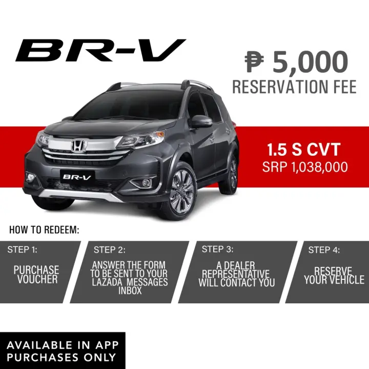 Honda Br V 1 5 S Cvt Reservation Voucher Lazada Ph