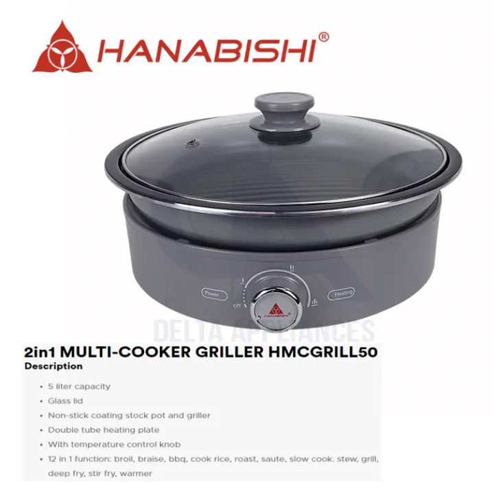 Hanabishi Hmcgrill50 2 In 1 Multi Cooker Griller Lazada Ph