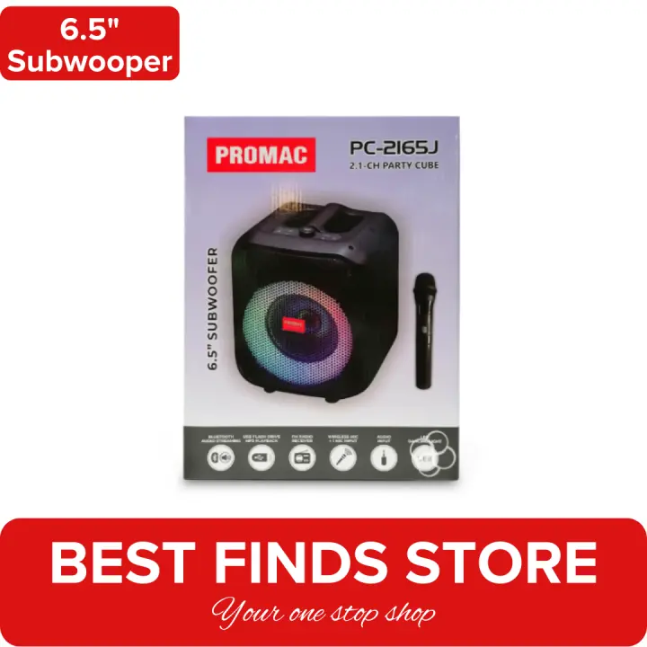 Promac Party Cube Speaker with Free Mic | 6.5" Subwooper | Wireless ...