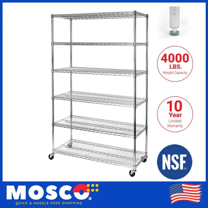 Nsf Steel Wire Shelving With Wheels, Seville Chrome Wire Shelving