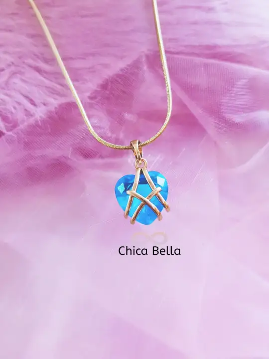 Chica Bella Diamond Heart Barbie Blue Necklace Tala By Kyla Inspired Premium Leather Box Lazada Ph