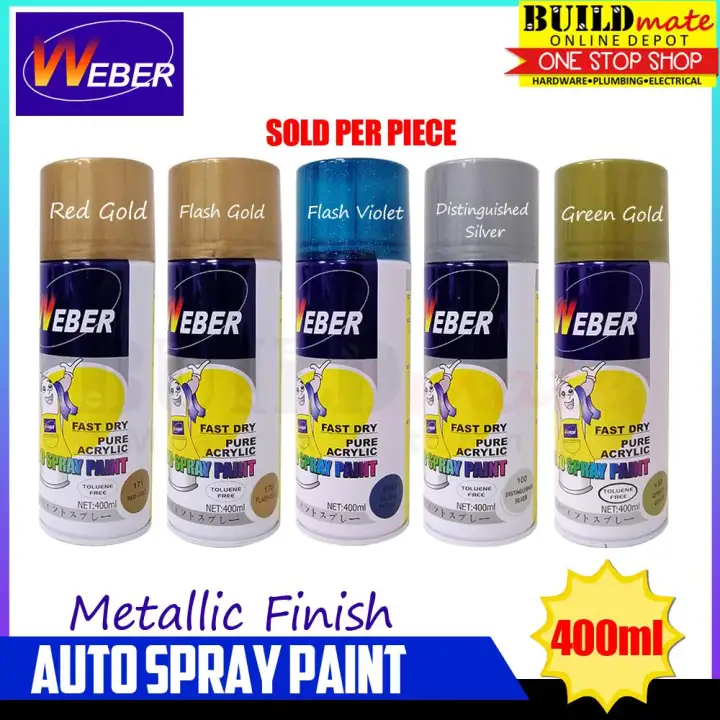 Behoefte aan Katholiek onaangenaam WEBER Auto Spray Paint Metallic Finish 400ml PURE ACRYLIC | Lazada PH
