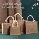 Natural Linen Reusable Jute Bag Burlap Tote Bags Eco Friendly with Soft Cotton Handle AT. 