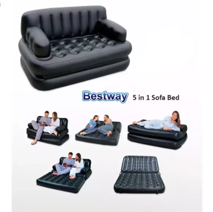 Se 5 In 1 Inflatable Sofa Air Bed Couch, 5 In 1 Inflatable Sofa Air Bed Couch With Electric Pump Black