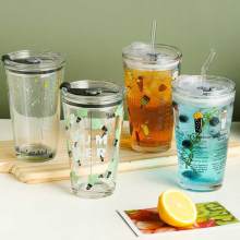✺ NEW! Quality Glass Mug Cup Tumbler Bottle With Lid High (FREE STRAW) COD