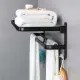 High-end Premium Aluminum Alloy Large Towel Rack Space-Saving Foldable Bath Towel Rack Towel Rack Corner Rack Bathroom Faucet Matte Black Multifunctional Bathroom Storage Rack Wall Mounted Double Towel Bar 60cm With 4 Hooks. 