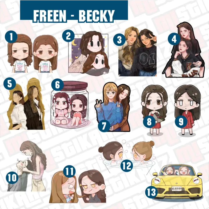 Freen and Becky Chibi Vinyl Waterproof Sticker