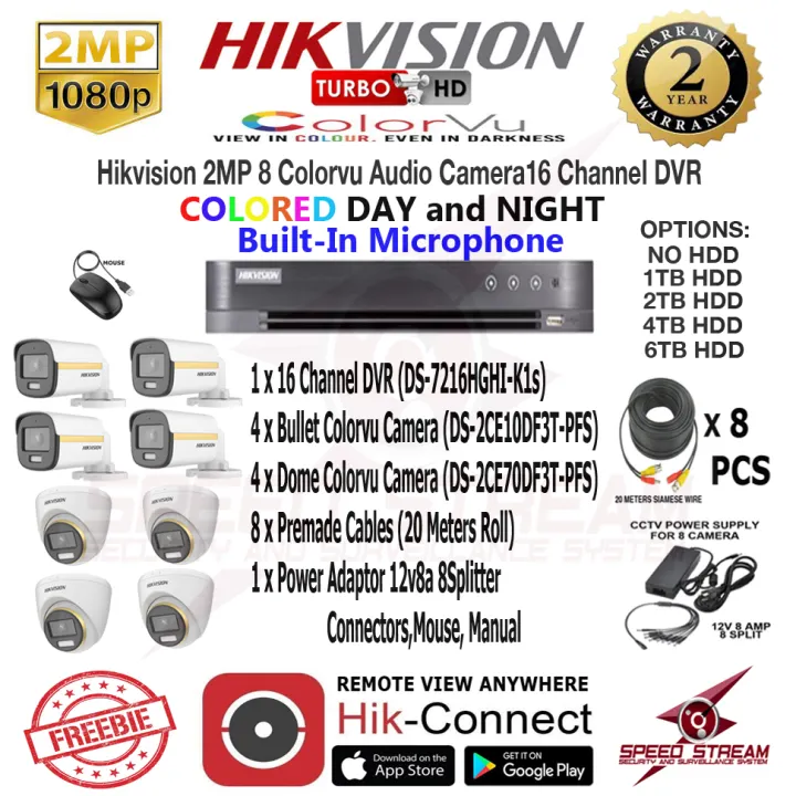 Hikvision Colorvu Audio 2MP 8 Camera 16 Channel DVR KIT