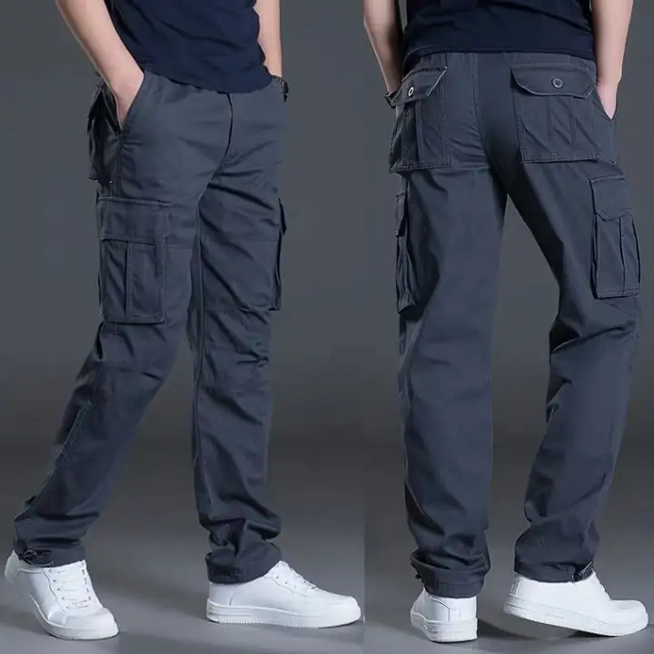 Mens Slim Fit 6 Pocket Cargo Trousers