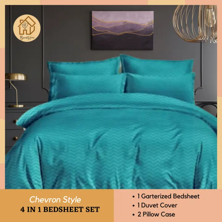 Hotel Quality Bedsheet Set, Chevron King Size Bedding