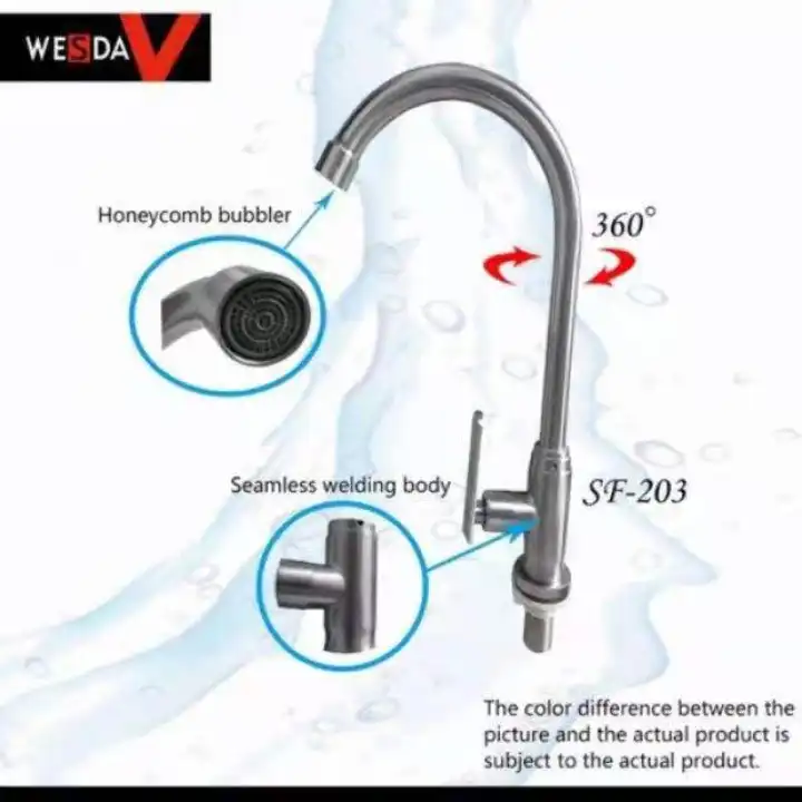 SF-203 304 STAINLESS STEEL SINGLE COLD UNIVERSAL ROTATING FAUCET