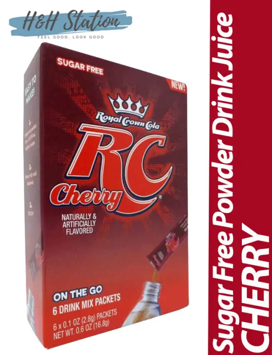 New Zero Sugar / Sugar Free RC Cola, Cherry Cola– Powder Drink Mix 6packet = 1 box