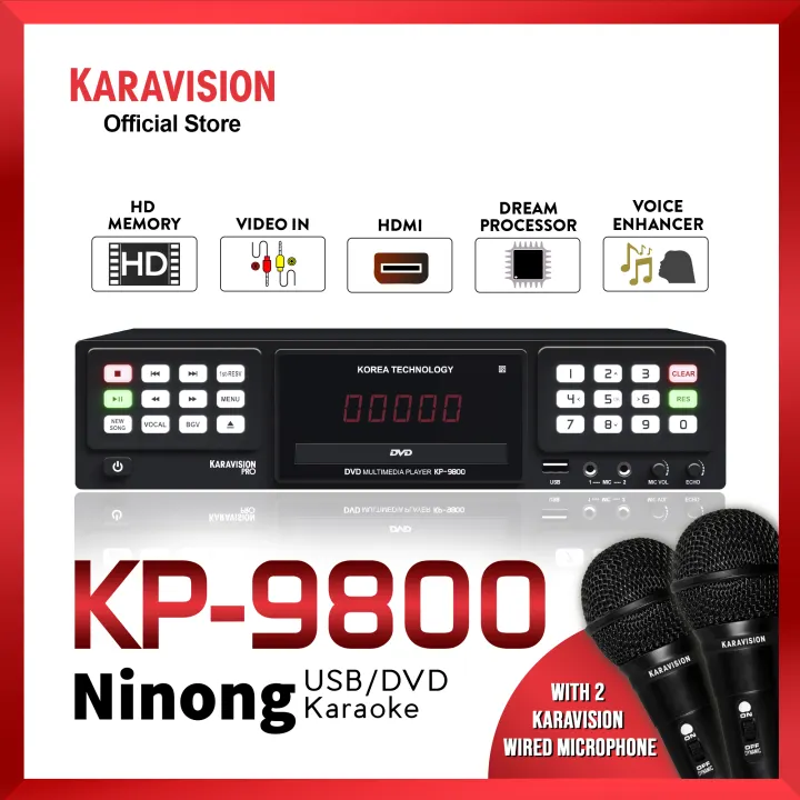 Karavision  Ninong KP-9800 Karaoke w/ 2 Karavision Wired Microphone