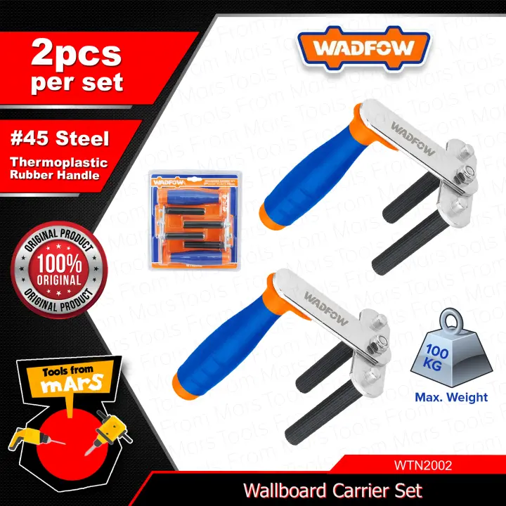 Wadfow Wallboard Carrier Set Drywall Sheet Lifter Handle Carry Load for Plywood Panel Plasterboard WTN2002 TFM WHT