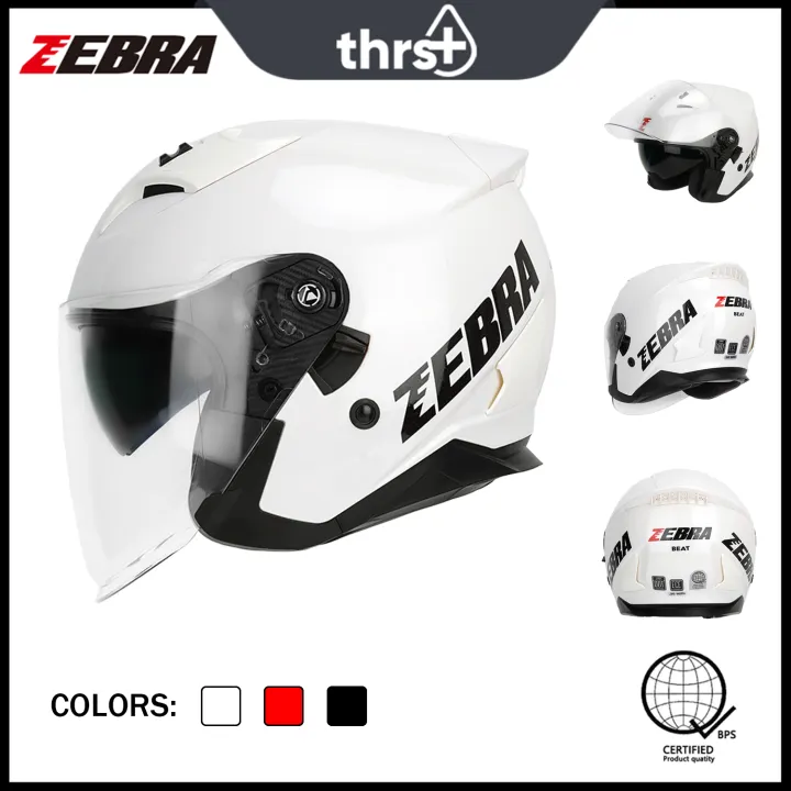 Zebra Motorcycle half face Helmet 3/4 Motor Dual Visor half face Helmet For Riding Gear Free Visor THRSTFLASK YM-902 Solid