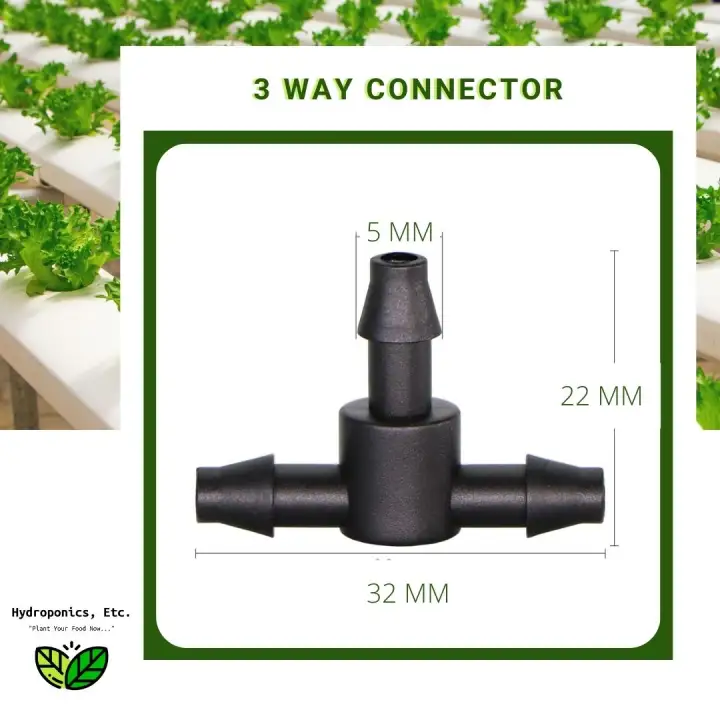 3 Way Connector for 4/7 MM Micro Tubing Drip Irrigation in Hydroponics Set-Up