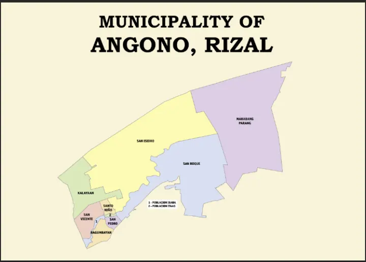 Angono Rizal Map Waterproof A4 Laminated Chart
