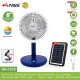 NSS Solar Desk Fan with Light 8"solar Rechargeable Fan solar Electric Fan with Panel retractable fan NS-F827. 