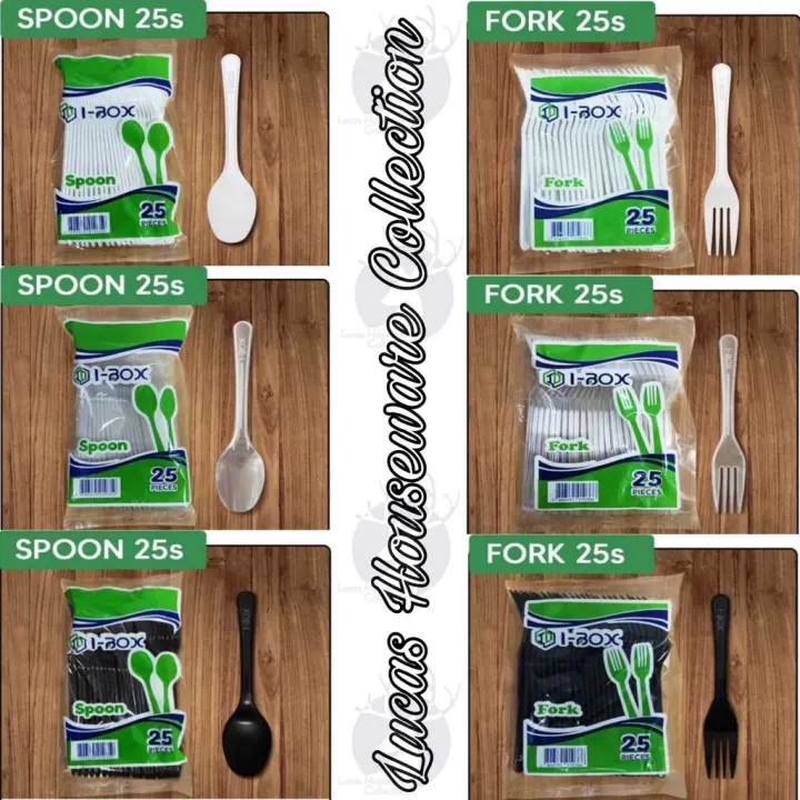 DISPOSABLE PLASTIC SPOON AND FORK (25PCS / PACK) AVAILABLE IN CLEAR / WHITE AND BLACK